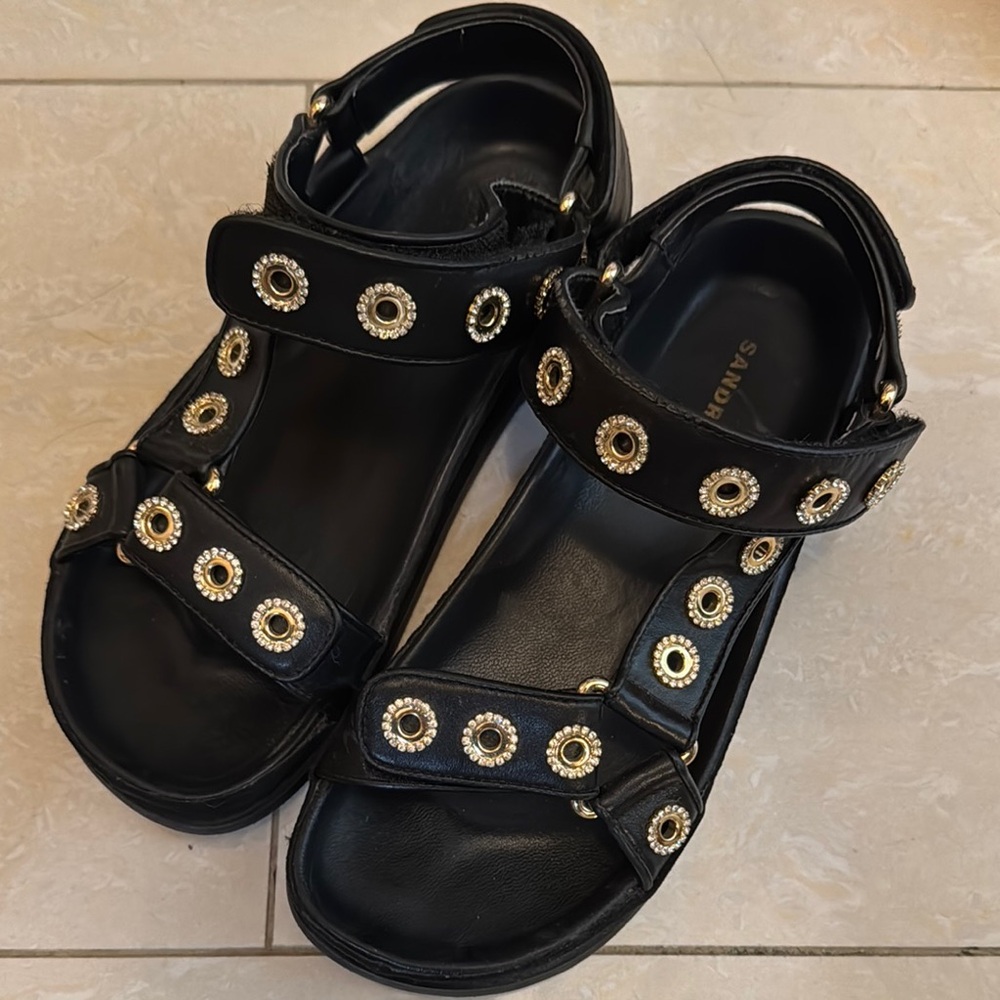 Sandro Black and Gold dad Sandals
